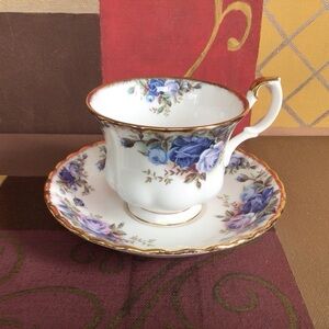 Royal Albert Moonlight Rose Teacup and Saucer with Gold Trim